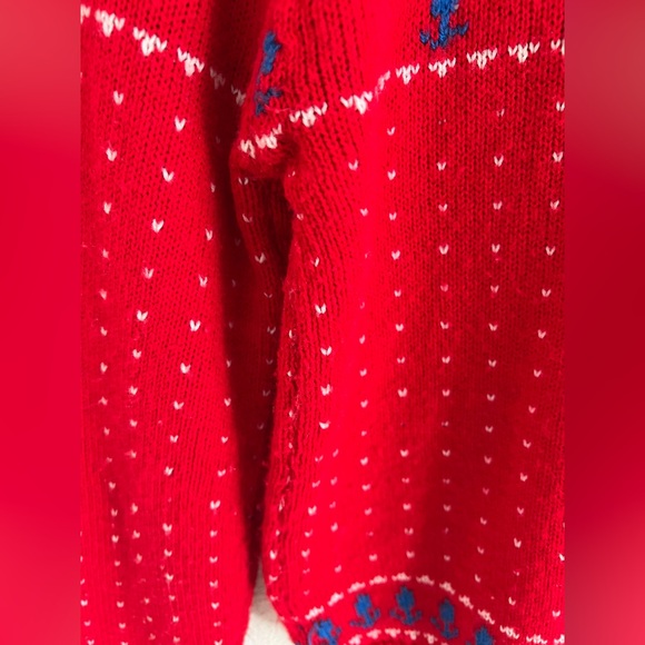 VINTAGE red sweetheart ski sweater / size S-M - Picture 6 of 6